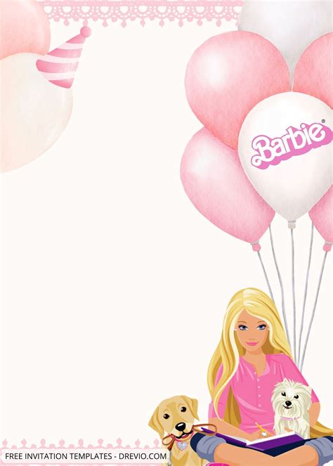 10+ Pink Barbie Party Canva Birthday Invitation Templates Three ...