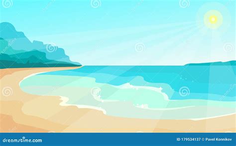 Beach on sunny day. stock vector. Illustration of ocean - 179534137