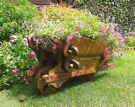 Wheelbarrow Planter Wooden Wheelbarrow Decking Planter Etsy Uk Wheelbarrow Planter Wooden