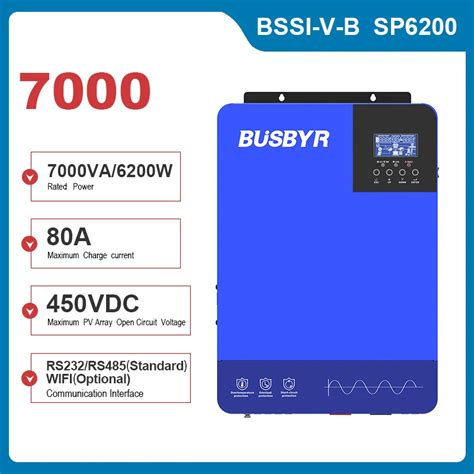 BUSBYR New Hybrid Solar Inverter 7KW 48V AC220 240V Pure Sine Wave