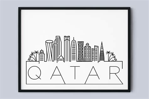 Qatar Skyline Print Qatar Printable Doha Poster Doha City Print