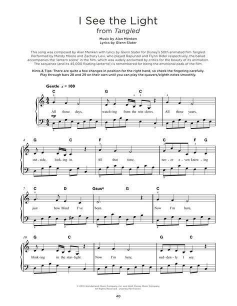 I See The Light From Tangled By Alan Menken Sheet Music For Really