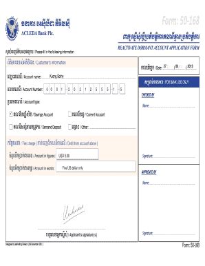Fillable Online REACTIVATE DORMANT ACCOUNT APPLICATION FORM Fax Email