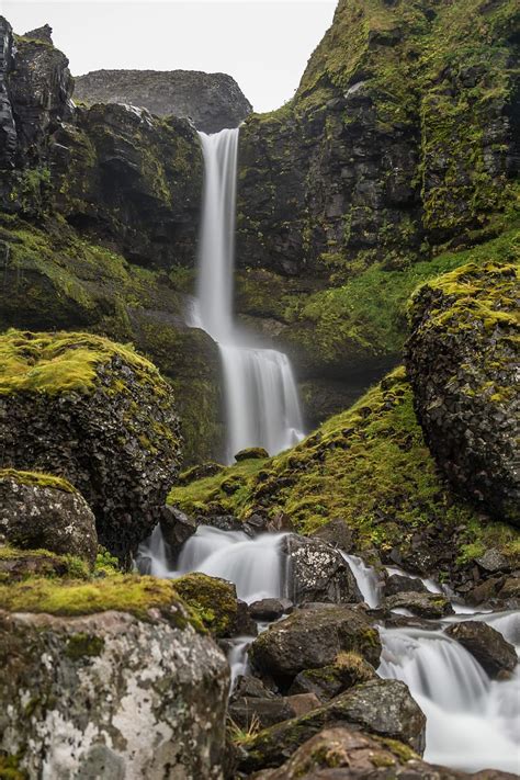 Hd Wallpaper Waterfalls Between Rock Formations At Daytime Waters