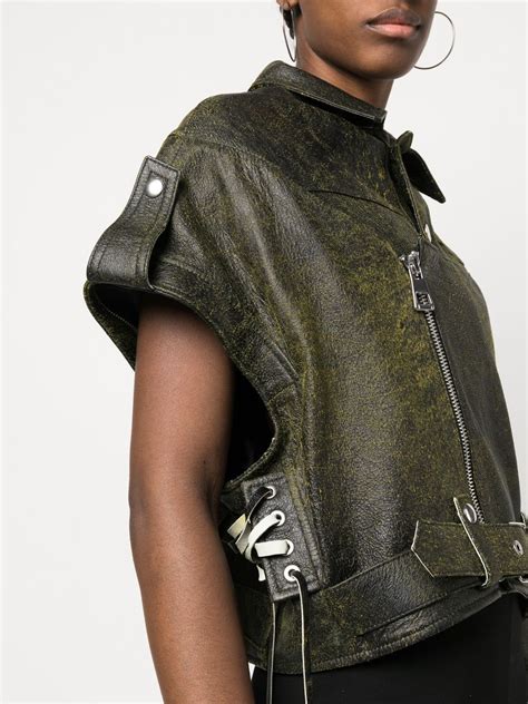 Manokhi Cropped Leather Jacket Farfetch