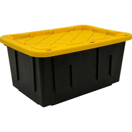 Homz Durabilt 27 Gal. Plastic Storage Tote, Black/Yellow (Set of 4 ...