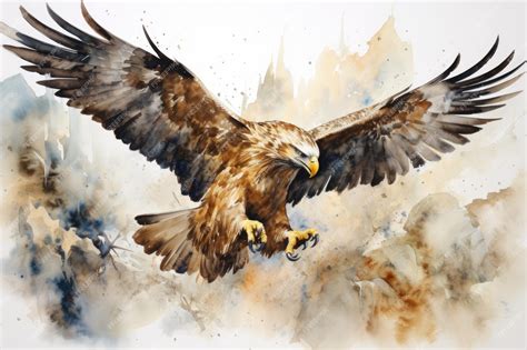 Premium Photo | Watercolor eagle flying in the sky Watercolor ...