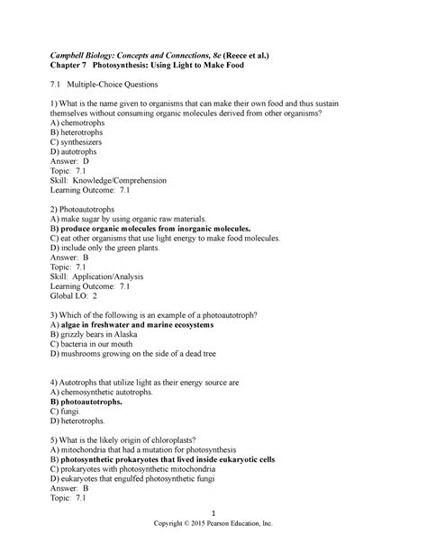 Chapter Practice Quizzes Campbell Biology Concepts And Connections