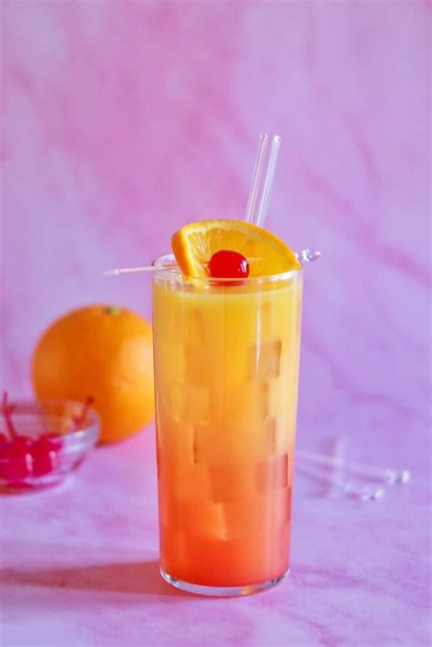 Sunrise Mocktail Non Alcoholic Orange Juice Mocktail Fab Everyday