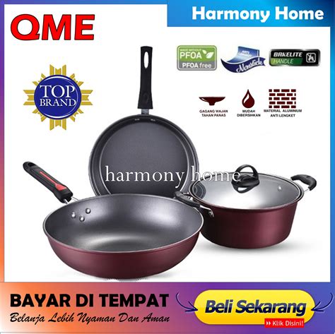 Panci Wajan Teflon Set QME QM 2432 Panci Teflon Penggorengan Set 4