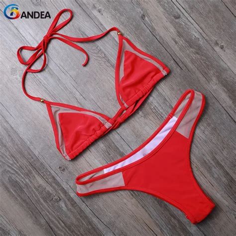 Aliexpress Buy Bandea Sexy Women Halter Swimwear High Cut Bikini