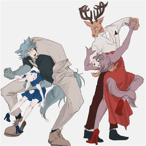 Three Anime Characters With Antlers On Their Heads One Is Holding An