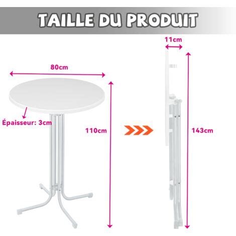 Froadp Table Haute De Bar Pliante Table De F Te Avec Pieds R Glables