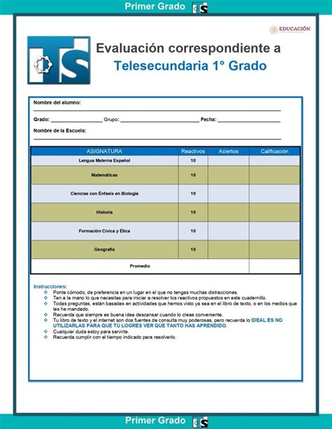 Ex Menes De Telesecundaria Er Trimestre De La Nueva Escuela