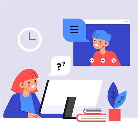 Ilustración de entrevista de trabajo en línea Vector Premium