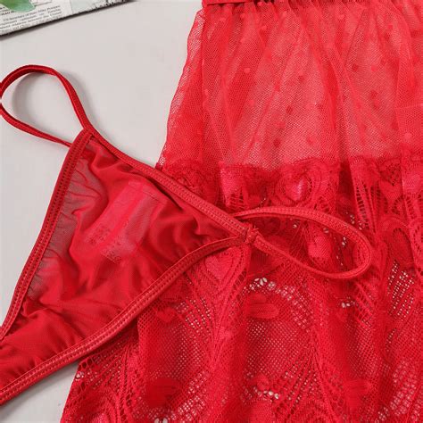 Valentine S Day Sexy Lingerie Red Lace Sex Lingerie Women Erotic Cut