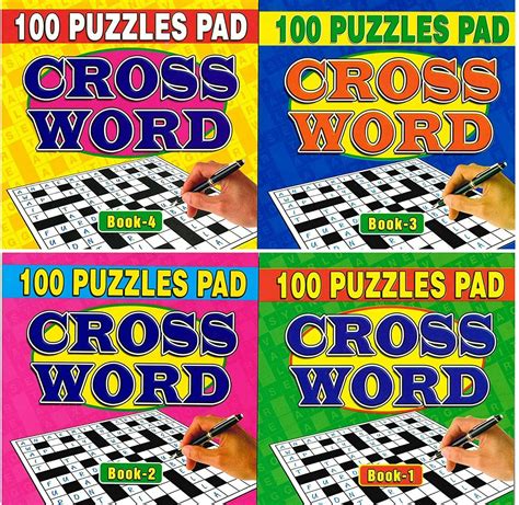 Set Of Four Crossword Puzzle Books With Puzzles Each