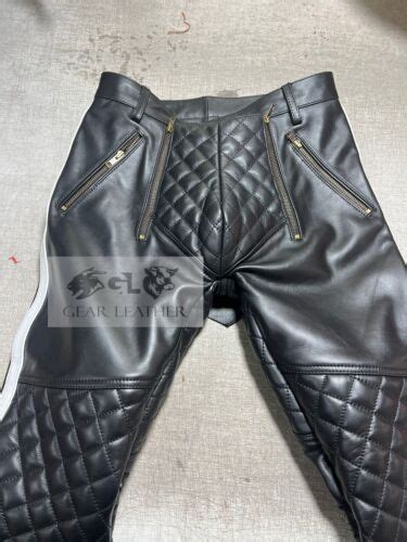Men S Real Cowhide Leather Biker Padded Pant Sexy Gay Biker Jeans Ebay