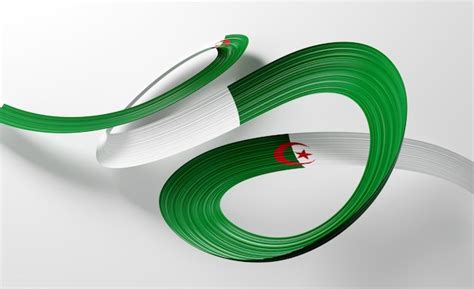 Premium Photo D Flag Of Algeria D Shiny Waving Ribbon Flag Isolated