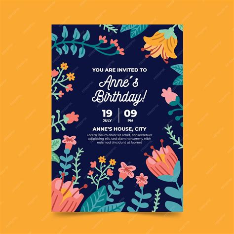 Free Vector Floral Design Birthday Card Template