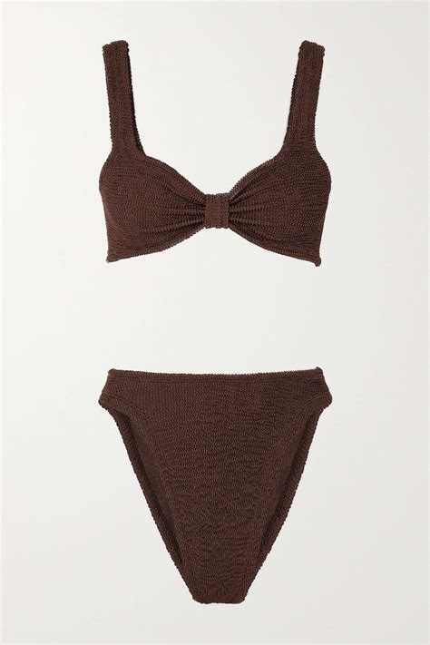 Hunza G Bonnie Metallic Seersucker Bikini Net A Porter