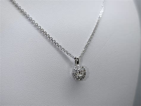 053ct Natural Or Lab Diamond Halo Pendant 14k Solid White Gold