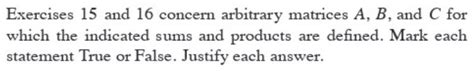 Solved Exercises And Concern Arbitrary Matrices A B Chegg