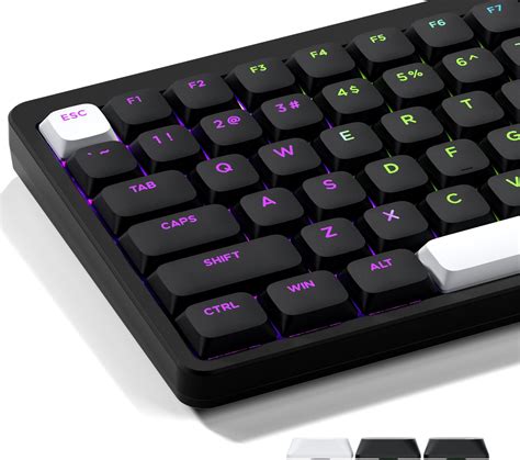 GMKWTL XVX Low Profile Black Keycaps, Shine Through Keycap Sets, Double ...