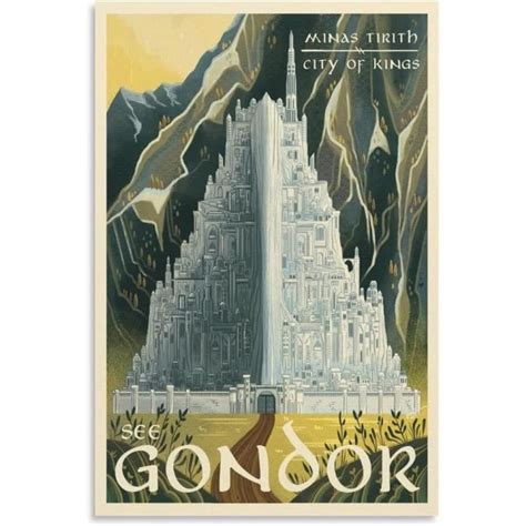 Poster De Voyage R Tro Du Seigneur Des Anneaux Gondor D Coration