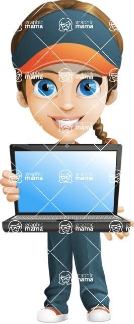 Female Delivery Service Worker Cartoon Vector Character Laptop