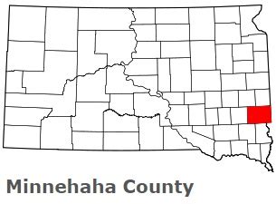 Minnehaha County on the map of South Dakota 2024. Cities, roads, borders and directions in ...