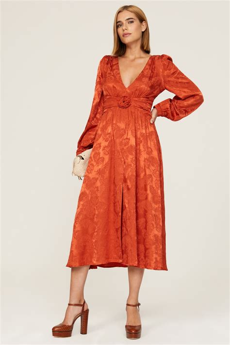 Orange Jacquard Midi Dress By Love Whit By Whitney Port Rent The Runway