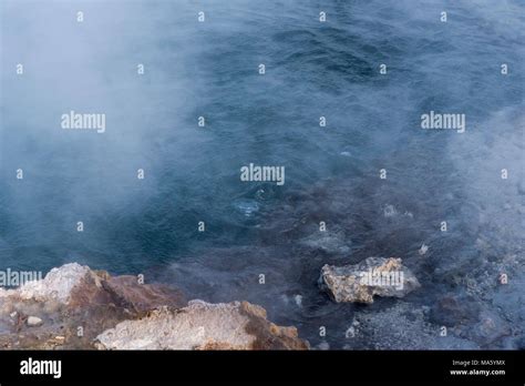 Boiling Hot Spring With Steam Rising Up Off The Surface Of The Water Stock Photo Alamy