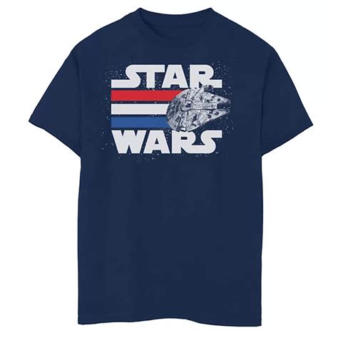 Boys 8 20 Star Wars Falcon Stripes Red White And Blue July 4th Graphic Tee