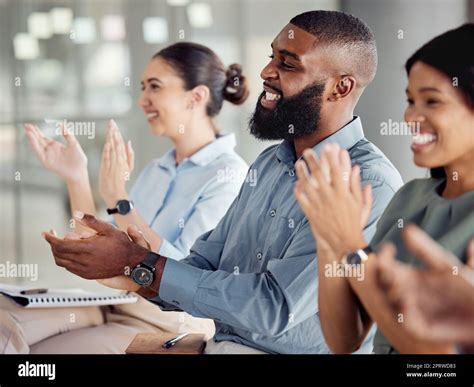 Applause Motivation And Success With A Business Team Clapping During A