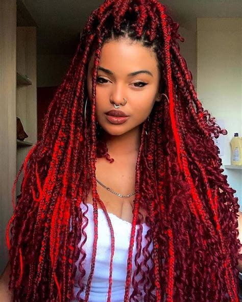 Red Box Braids For Black Women