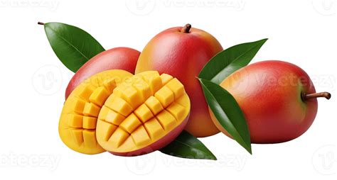 Ai Generated Mango Fruit Png With Green Leaf 41272416 Png