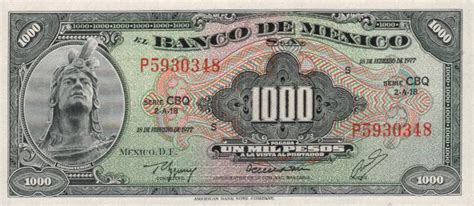 Billetes De Mexico Mexico 1000 Pesos 1977 [ Billetes Del Mundo Notafilia ]