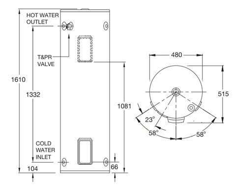 Rheem 160l Dual Handed Electric Hot Water Heater 3 6kw