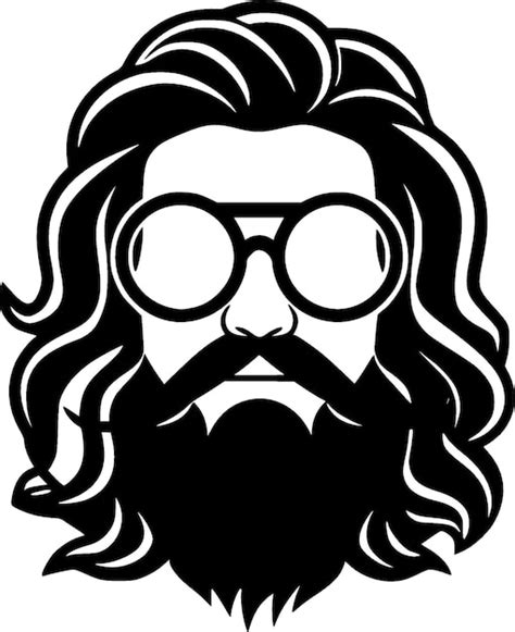 Ilustración de vector de icono aislado blanco y negro hippie Vector