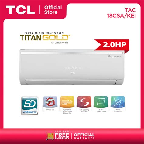 TCL 2HP Inverter Aircon Split Type Air Conditioner TAC 18CSA KEI White