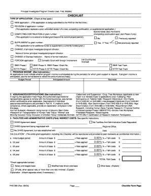 Fillable Online Tufts Phs Rev Checklist Form Page Tufts