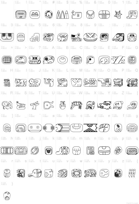 Mayan Glyphs Outline Regular Font