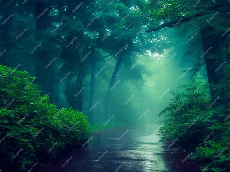 Premium AI Image | rainy magical forest aesthetic background witchcraft ...