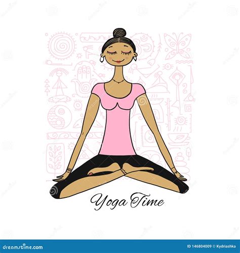 Young Girl in Lotus Position Padmasana Women Meditation Ilustração do