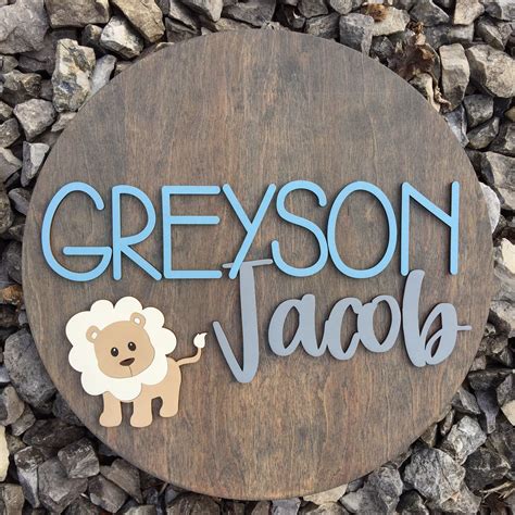 Personalized Name Wood Sign Round Personalized Baby Name Etsy Wood