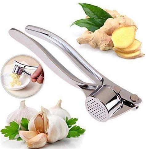 Osho Enterprise Stainless Steel Multi Function Manual Garlic Crusher