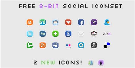 8 Bit Social Media Icons