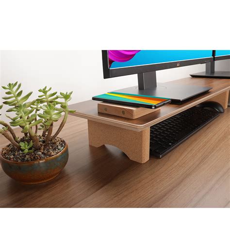 Aothia Large Dual Monitor Stand Riser Solid Wood Desk Shelf With Eco