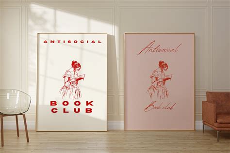 Cute Antisocial Book Club Set Coquette Room Decor Book Lover Gift